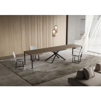 Niket Tisch mit anthrazitfarbenen Beinen D.90 - Niket ausziehbarer Tisch 90x120/380 cm aus weißer Esche mit anthrazitfarbenen Beinen