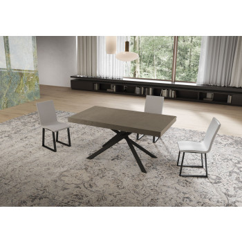 Niket Tisch mit anthrazitfarbenen Beinen D.90 - Niket ausziehbarer Tisch 90x160/420 cm aus weißer Esche mit anthrazitfarbenen Beinen