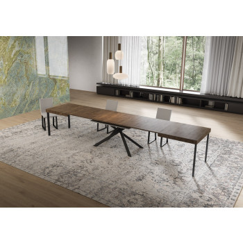 Niket Tisch mit anthrazitfarbenen Beinen D.90 - Niket ausziehbarer Tisch 90x160/420 cm aus weißer Esche mit anthrazitfarbenen Beinen