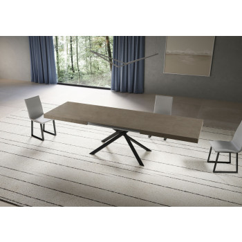 Niket Tisch mit anthrazitfarbenen Beinen D.90 - Niket ausziehbarer Tisch 90x200/460 cm, Esche weiß mit anthrazitfarbenen Beinen