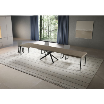 Niket Tisch mit anthrazitfarbenen Beinen D.90 - Niket ausziehbarer Tisch 90x200/460 cm, Esche weiß mit anthrazitfarbenen Beinen