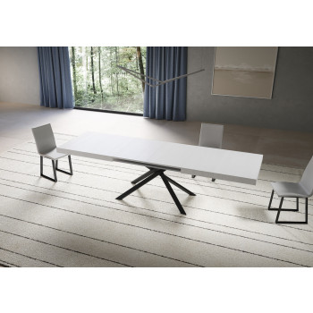 Niket Tisch mit anthrazitfarbenen Beinen D.90 - Niket ausziehbarer Tisch 90x200/460 cm, Esche weiß mit anthrazitfarbenen Beinen