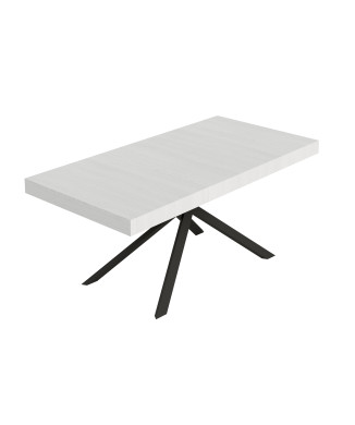 Niket Tisch mit anthrazitfarbenen Beinen D.90 - Niket ausziehbarer Tisch 90x200/460 cm, Esche weiß mit anthrazitfarbenen Beinen