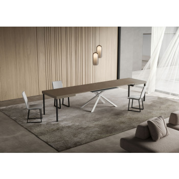 Niket Tisch mit weißen Beinen D.90 - Ausziehbarer Tisch 90x120/380 cm Niket Weiße Esche mit weißen Beinen