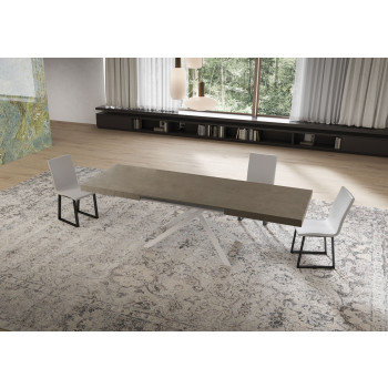 Niket Tisch mit weißen Beinen D.90 - Ausziehbarer Tisch 90x160/264 cm Niket Weißesche mit weißen Beinen