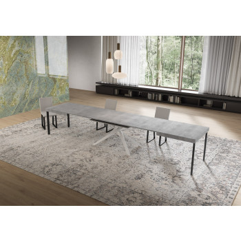 Niket Tisch mit weißen Beinen D.90 - Ausziehbarer Tisch 90x160/420 cm Niket Weiße Esche mit weißen Beinen