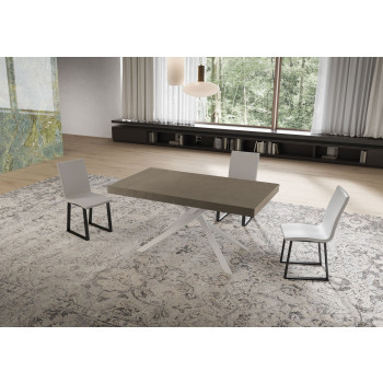 Niket Tisch mit weißen Beinen D.90 - Ausziehbarer Tisch 90x160/420 cm Niket Weiße Esche mit weißen Beinen