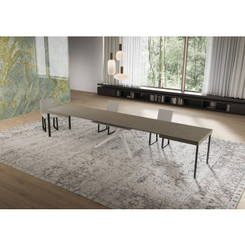 Niket Tisch mit weißen Beinen D.90 - Ausziehbarer Tisch 90x160/420 cm Niket Weiße Esche mit weißen Beinen