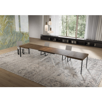 Niket Tisch mit weißen Beinen D.90 - Ausziehbarer Tisch 90x160/420 cm Niket Weiße Esche mit weißen Beinen