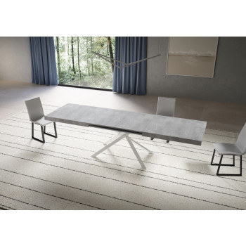 Niket Tisch mit weißen Beinen D.90 - Ausziehbarer Tisch 90x180/440 cm Niket Weiße Esche mit weißen Beinen