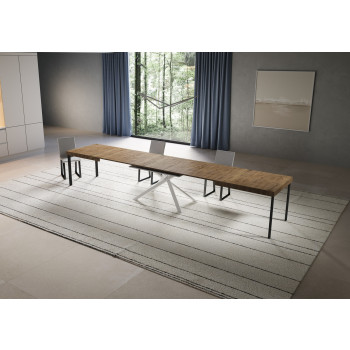 Niket Tisch mit weißen Beinen D.90 - Ausziehbarer Tisch 90x180/440 cm Niket Weiße Esche mit weißen Beinen