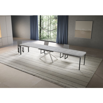 Niket Tisch mit weißen Beinen D.90 - Ausziehbarer Tisch 90x200/460 cm Niket Weiße Esche mit weißen Beinen