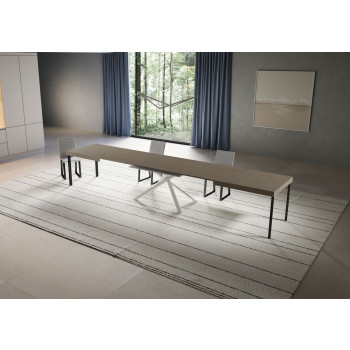 Niket Tisch mit weißen Beinen D.90 - Ausziehbarer Tisch 90x200/460 cm Niket Weiße Esche mit weißen Beinen