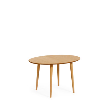 Oqui ausziehbarer ovaler Tisch aus Eichenfurnier und Massivholzbeinen Ø 120 (200) x 90 cm