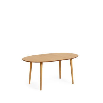 Oqui ausziehbarer ovaler Tisch aus Eichenfurnier und Massivholzbeinen Ø 120 (200) x 90 cm