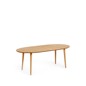 Oqui ausziehbarer ovaler Tisch aus Eichenfurnier und Massivholzbeinen Ø 120 (200) x 90 cm