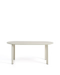Ovaler Tisch Erice aus Aluminium und ecrufarbenem Sicherheitsglas, 180 x 90 cm