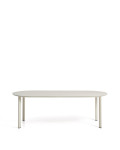 Ovaler Tisch Erice aus Aluminium und ecrufarbenem Sicherheitsglas, 230 x 100 cm
