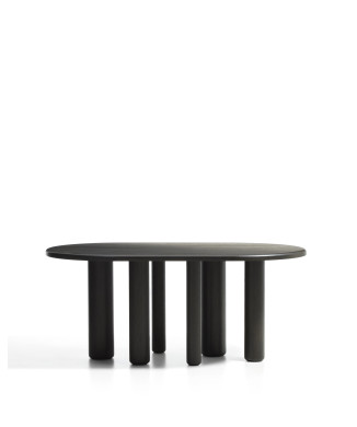 Ovaler Mailen-Tisch aus Esche mit dunkler Oberfläche, Ø 180 x 105 cm