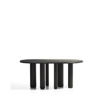 Ovaler Mailen-Tisch aus Esche mit dunkler Oberfläche, Ø 180 x 105 cm