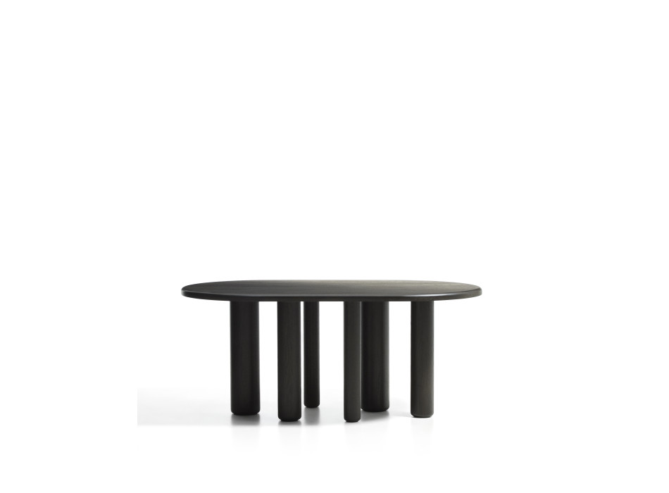 Ovaler Mailen-Tisch aus Esche mit dunkler Oberfläche, Ø 180 x 105 cm