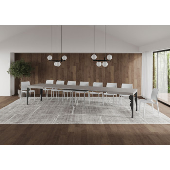 Paxon Tisch mit anthrazitfarbenen Beinen D.90 - Ausziehbarer Tisch 160/420x90 cm Paxon Weißesche mit anthrazitfarbenen Beinen