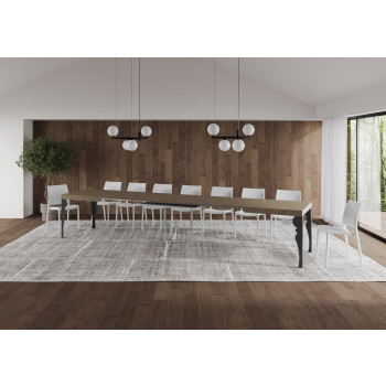 Paxon Tisch mit anthrazitfarbenen Beinen D.90 - Ausziehbarer Tisch 160/420x90 cm Paxon Weißesche mit anthrazitfarbenen Beinen