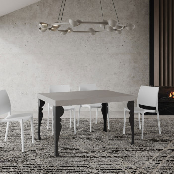 Paxon Premium Tisch mit anthrazitfarbenen Beinen D.90 - Ausziehbarer Tisch 120/224x90 cm Paxon Premium Weißesche mit anthrazitfarbenen Beinen