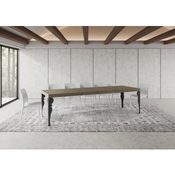 Paxon Premium Tisch mit anthrazitfarbenen Beinen D.90 - Ausziehbarer Tisch 200/460x90 cm Paxon Premium Weißesche mit anthrazitfarbenen Beinen
