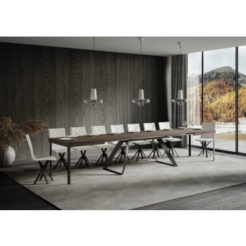 Proxy Anthrazit Tisch - Ausziehtisch 90x160/420 cm Proxy Weißesche Anthrazit Gestell