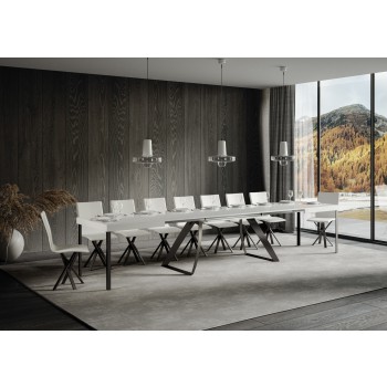 Proxy Anthrazit Tisch - Ausziehtisch 90x160/420 cm Proxy Weißesche Anthrazit Gestell