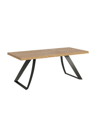 Proxy Table = Tabira Barked Massivholz - Ausziehtisch 90x200/250 cm Tabira Barked Eiche Anthrazit Beine