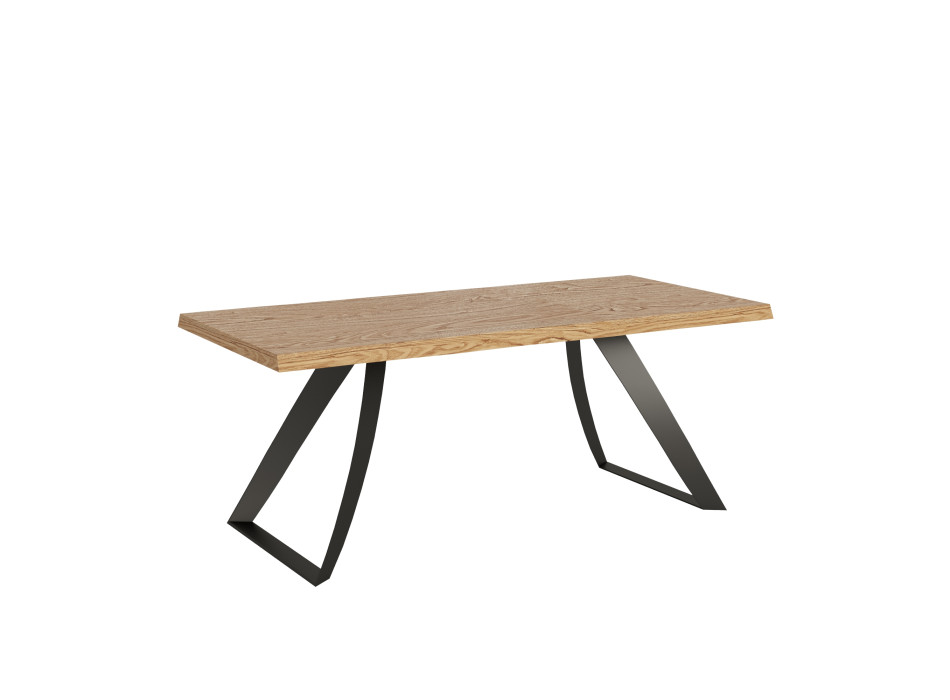 Proxy Table = Tabira Barked Massivholz - Ausziehtisch 90x200/250 cm Tabira Barked Eiche Anthrazit Beine