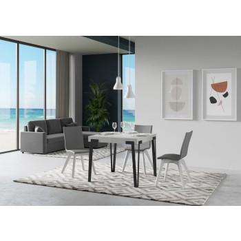 Rio Tisch - Ausziehtisch 90x90/246 cm Rio Weiß Esche Anthrazit Gestell