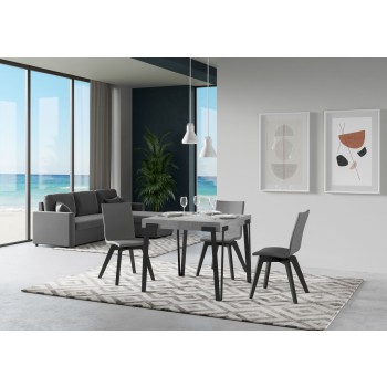 Rio Tisch - Ausziehtisch 90x90/246 cm Rio Weiß Esche Anthrazit Gestell