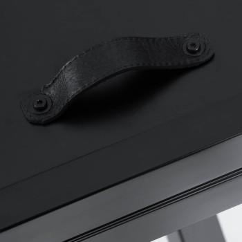 Vashti ausziehbarer runder Tisch aus Glas mit Stahlbeinen, schwarzes Finish, Ø 120 (160) cm