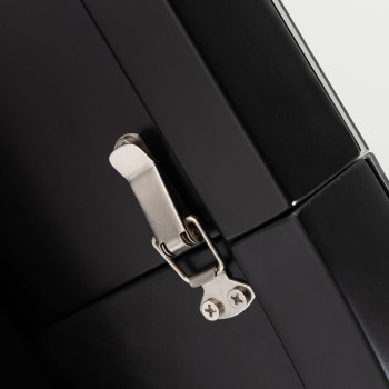 Vashti ausziehbarer runder Tisch aus Glas mit Stahlbeinen, schwarzes Finish, Ø 120 (160) cm