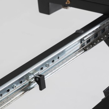 Vashti ausziehbarer runder Tisch aus Glas mit Stahlbeinen, schwarzes Finish, Ø 120 (160) cm