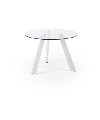 Runder Carib-Tisch aus Glas und Assoluto Vetro-Stahlbeinen