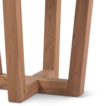 Runder Tisch Nahla aus massivem Akazienholz mit natürlichem Finish, Ø 90 cm.