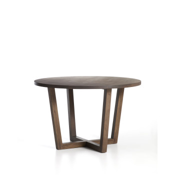 Nahla runder Tisch aus massivem Mangoholz mit Walnuss-Finish Ø 120 cm