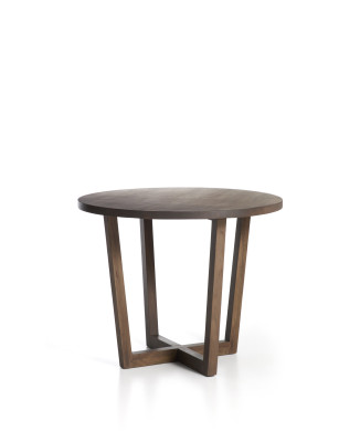 Nahla runder Tisch aus massivem Mangoholz mit Walnuss-Finish Ø 90 cm