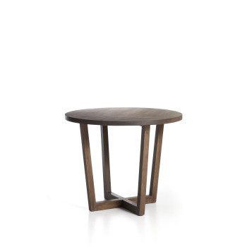Nahla runder Tisch aus massivem Mangoholz mit Walnuss-Finish Ø 90 cm