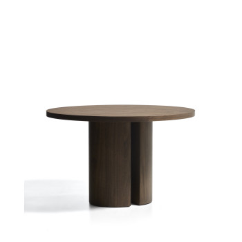Runder Tisch „Nealy“ mit Walnussfurnier und dunkler Lackierung, Ø 120 cm