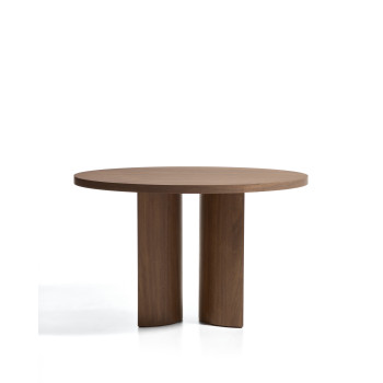 Runder Tisch „Nealy“ mit Walnussfurnier und dunkler Lackierung, Ø 120 cm