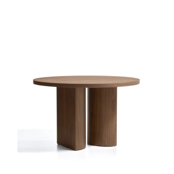 Runder Tisch „Nealy“ mit Walnussfurnier und dunkler Lackierung, Ø 120 cm