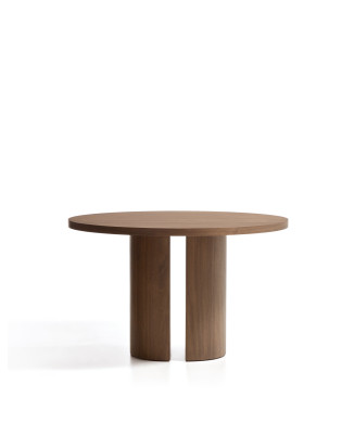 Runder Tisch „Nealy“ mit Walnussfurnier und dunkler Lackierung, Ø 120 cm