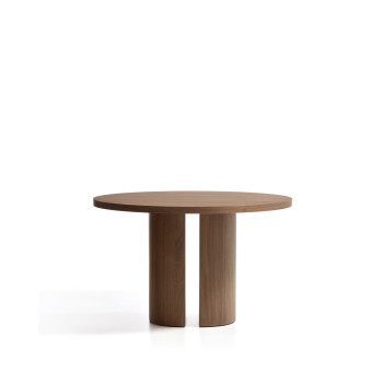Runder Tisch „Nealy“ mit Walnussfurnier und dunkler Lackierung, Ø 120 cm