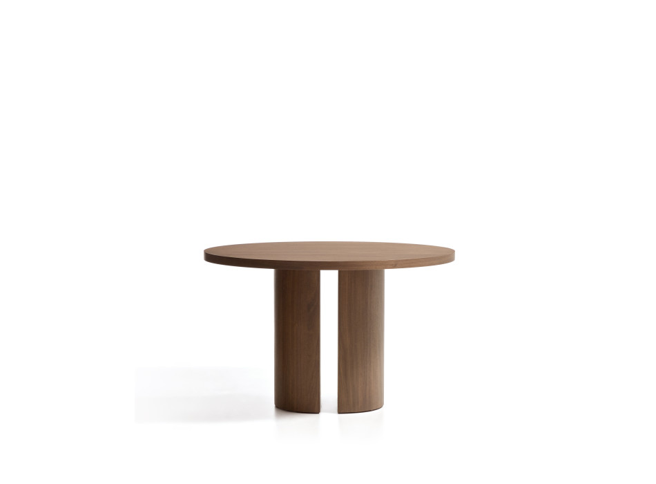 Runder Tisch „Nealy“ mit Walnussfurnier und dunkler Lackierung, Ø 120 cm