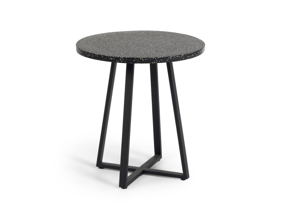 Tella runder Tisch aus schwarzem Terrazzo Ø 70 cm schwarzer Terrazzo Ø 70 cm